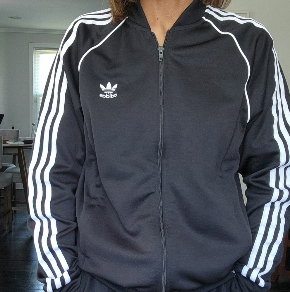 Adidas Black Tracksuit with White Stripes
